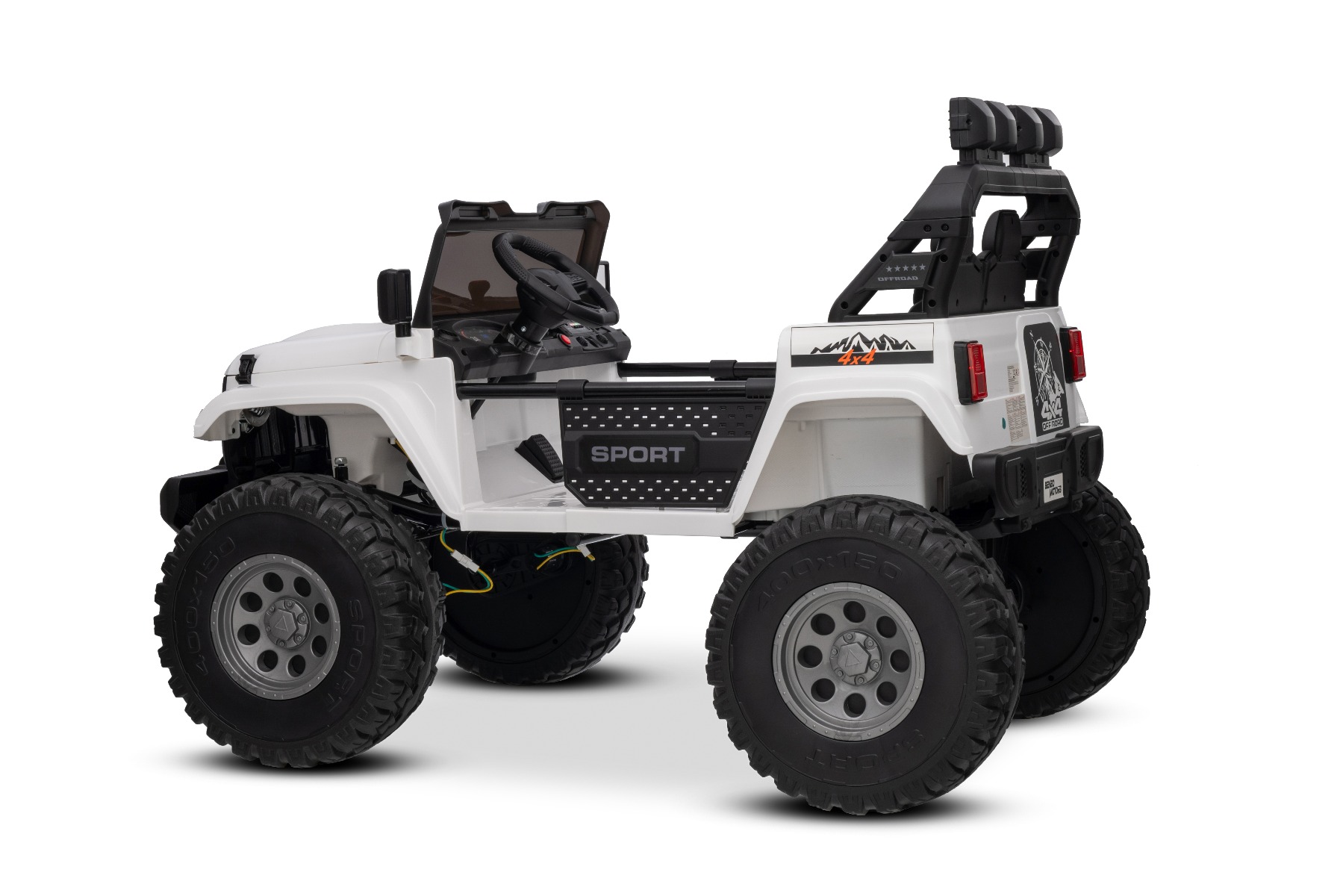 Maşinuţa electrica copii OFFRIDE 4x4² cu două locuri, 24V, alb, player MP3 cu intrare USB/AUX, transmisie 4x4, baterie litiu, roți EVA cu suspensie, telecomandă, lumini LED - imagine 7