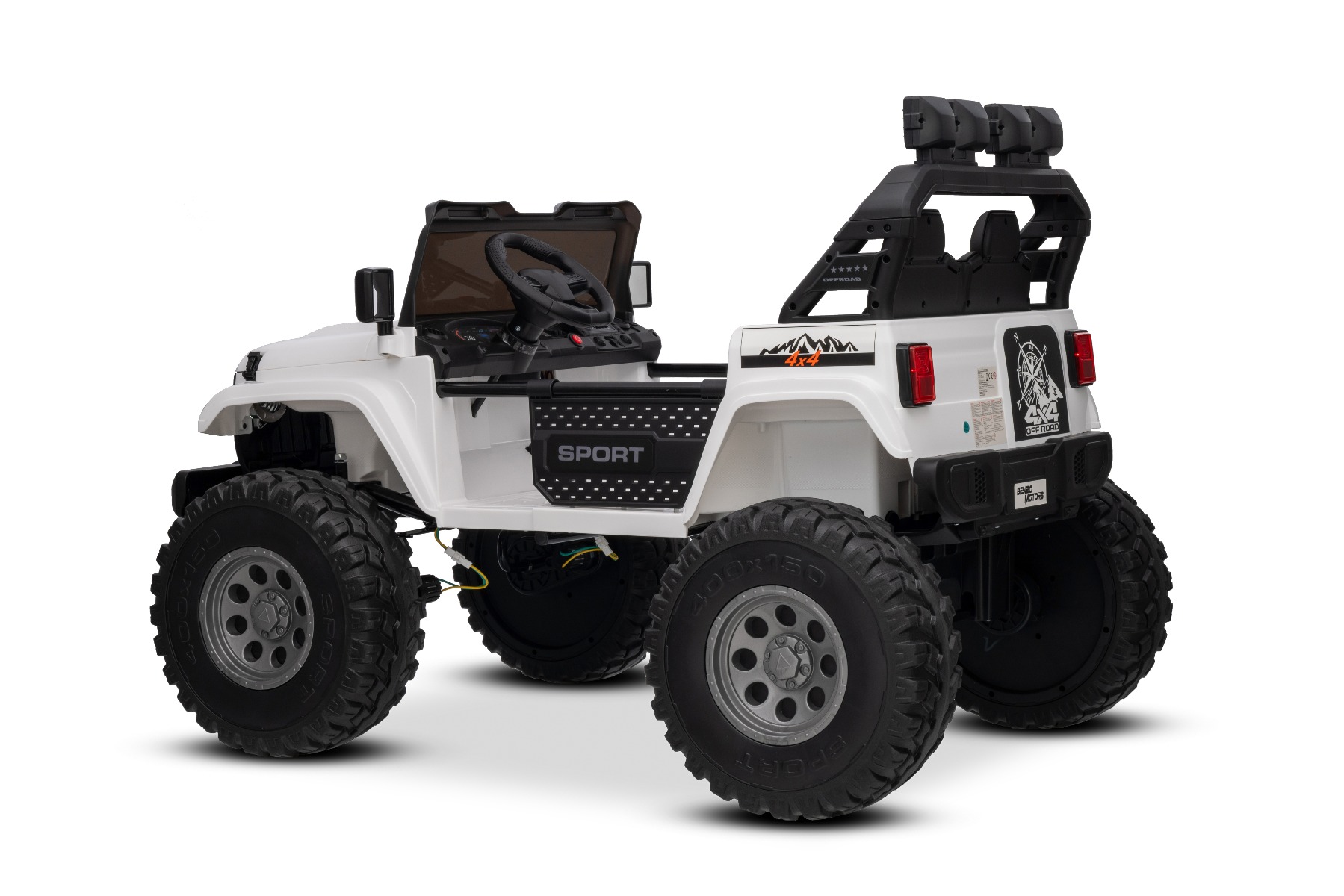 Maşinuţa electrica copii OFFRIDE 4x4² cu două locuri, 24V, alb, player MP3 cu intrare USB/AUX, transmisie 4x4, baterie litiu, roți EVA cu suspensie, telecomandă, lumini LED - imagine 8
