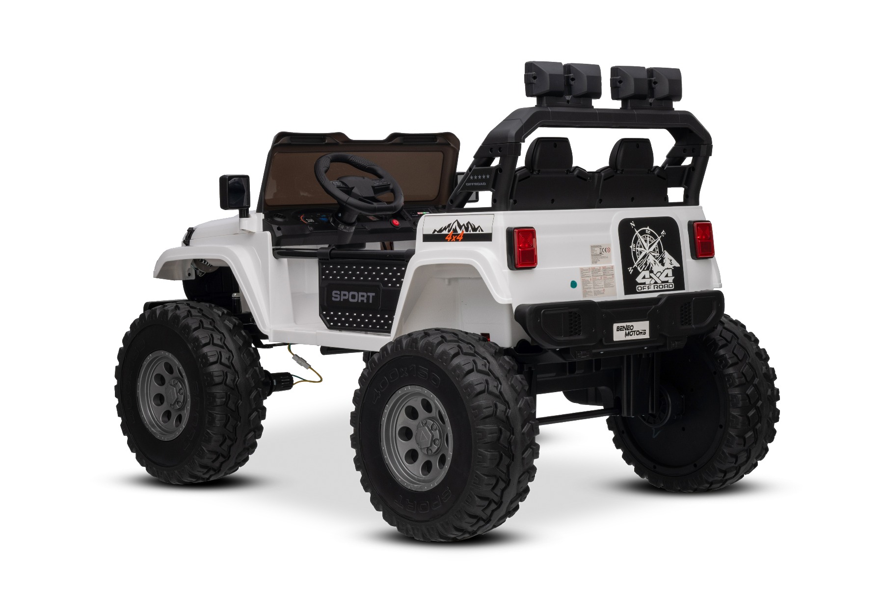 Maşinuţa electrica copii OFFRIDE 4x4² cu două locuri, 24V, alb, player MP3 cu intrare USB/AUX, transmisie 4x4, baterie litiu, roți EVA cu suspensie, telecomandă, lumini LED - imagine 9
