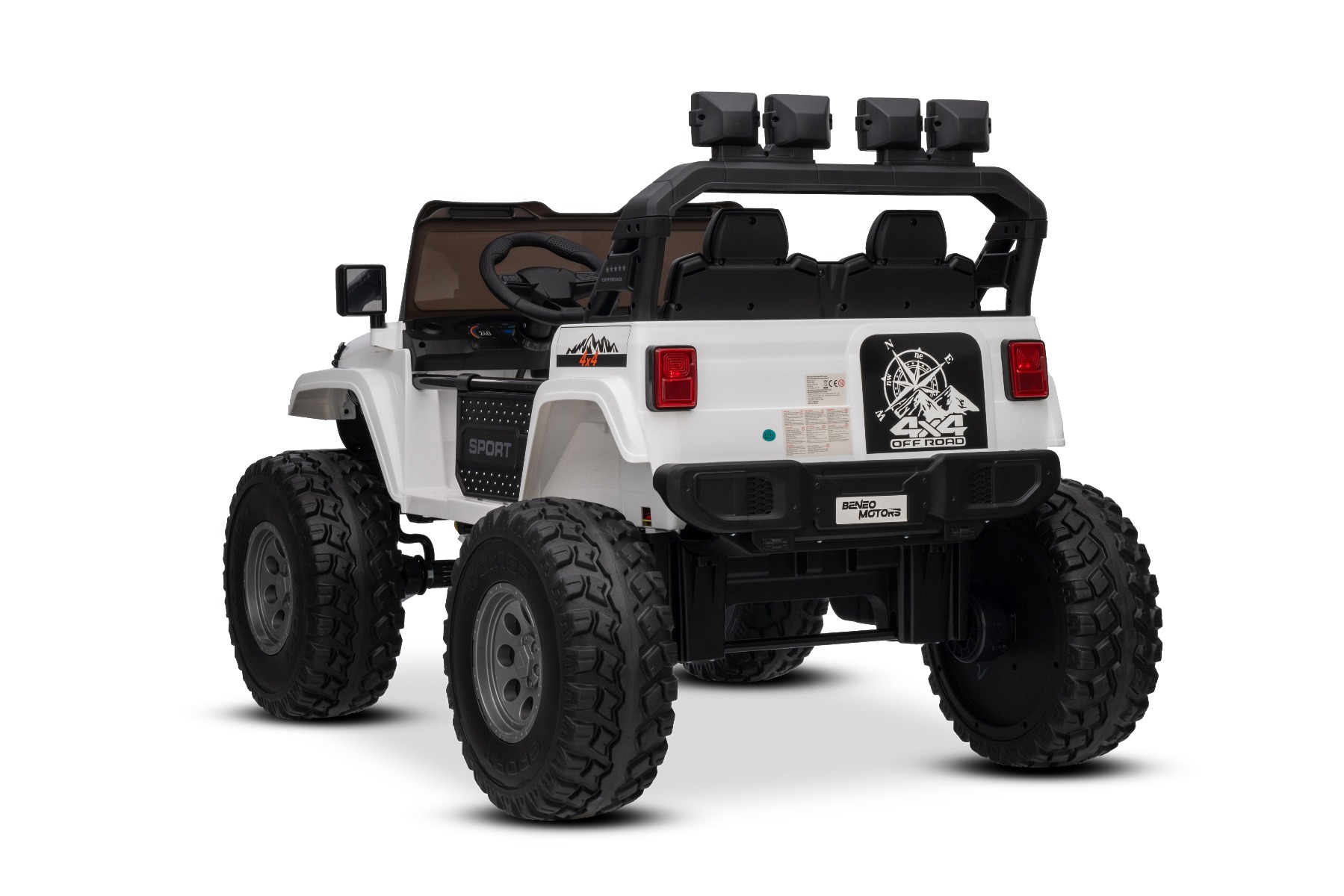 Maşinuţa electrica copii OFFRIDE 4x4² cu două locuri, 24V, alb, player MP3 cu intrare USB/AUX, transmisie 4x4, baterie litiu, roți EVA cu suspensie, telecomandă, lumini LED - imagine 10