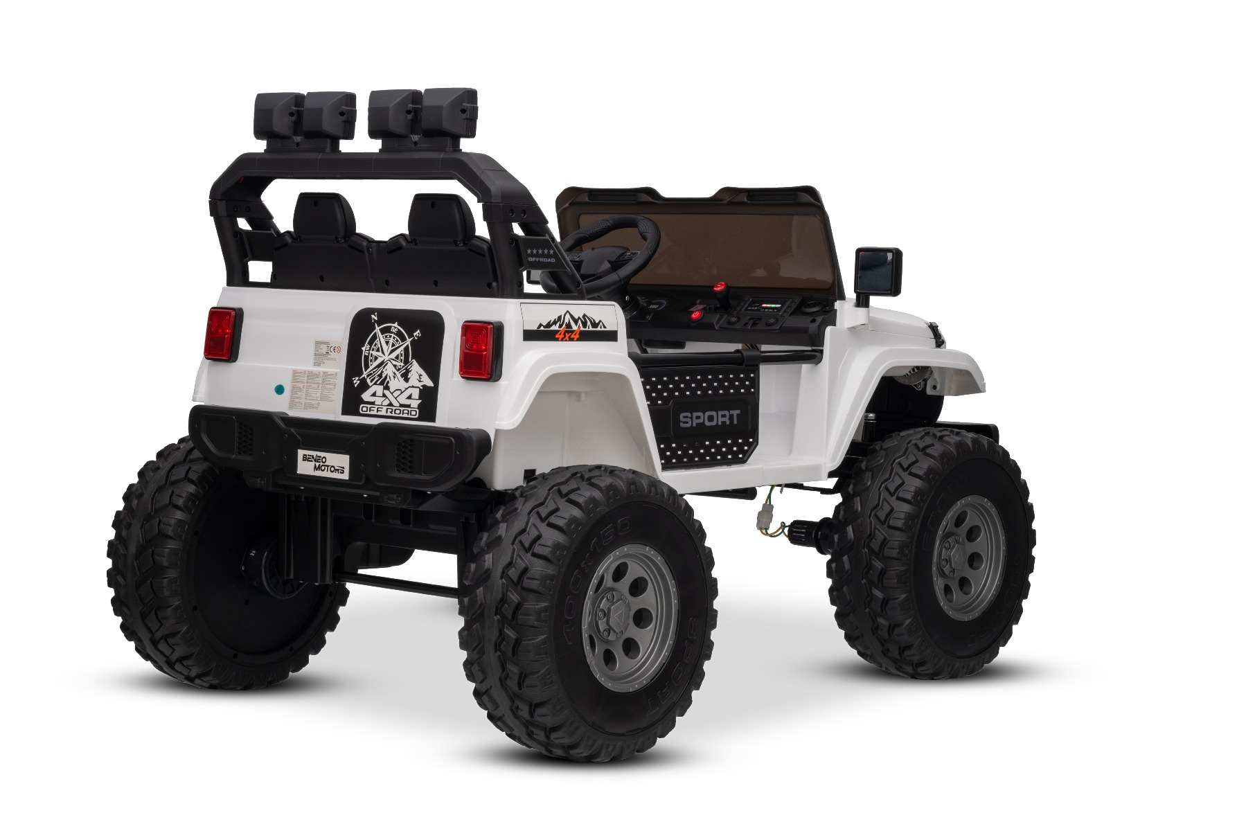 Maşinuţa electrica copii OFFRIDE 4x4² cu două locuri, 24V, alb, player MP3 cu intrare USB/AUX, transmisie 4x4, baterie litiu, roți EVA cu suspensie, telecomandă, lumini LED - imagine 15