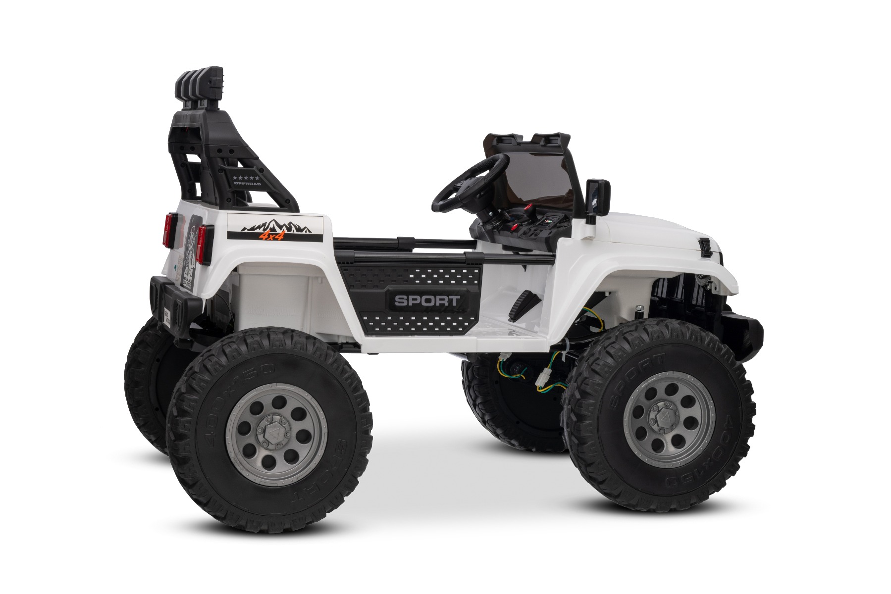 Maşinuţa electrica copii OFFRIDE 4x4² cu două locuri, 24V, alb, player MP3 cu intrare USB/AUX, transmisie 4x4, baterie litiu, roți EVA cu suspensie, telecomandă, lumini LED - imagine 17
