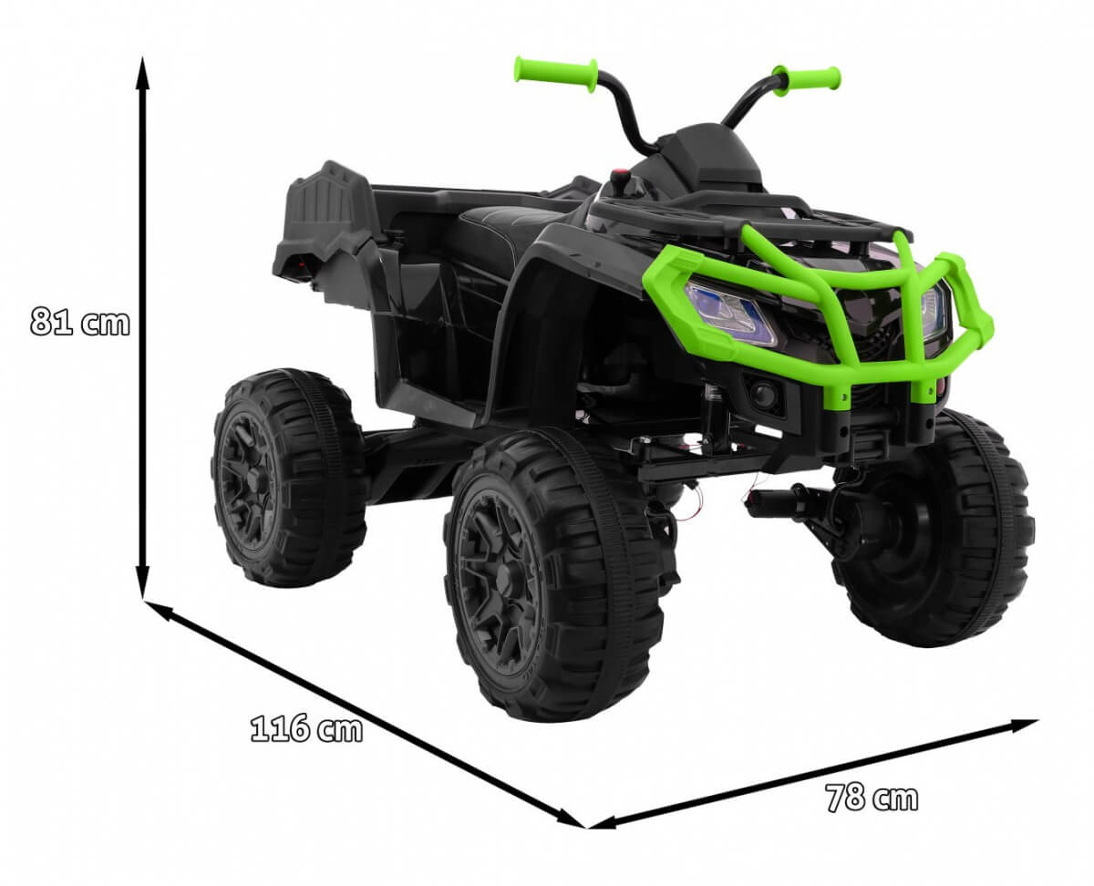 ATV electric pentru copii QUAD XL cu Telecomanda 4x4 12 volti (0909) Negru/Verde - imagine 3