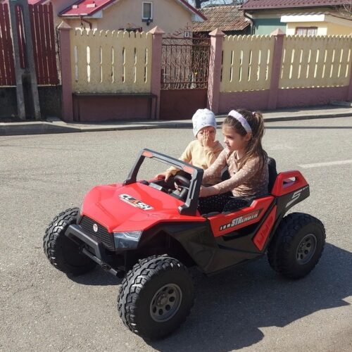 UTV electric pentru 2 copii Buggy XXL FAST EDITION cu viteza maxima 15km/h 500W 24V 4×4 (sx1928-fast) Rosu
