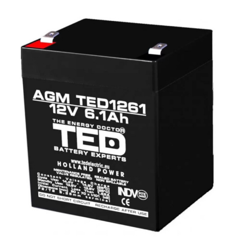 Acumulator pentru masinute electrice 12V/6.1Ah AGM VRLA F2, TED1261