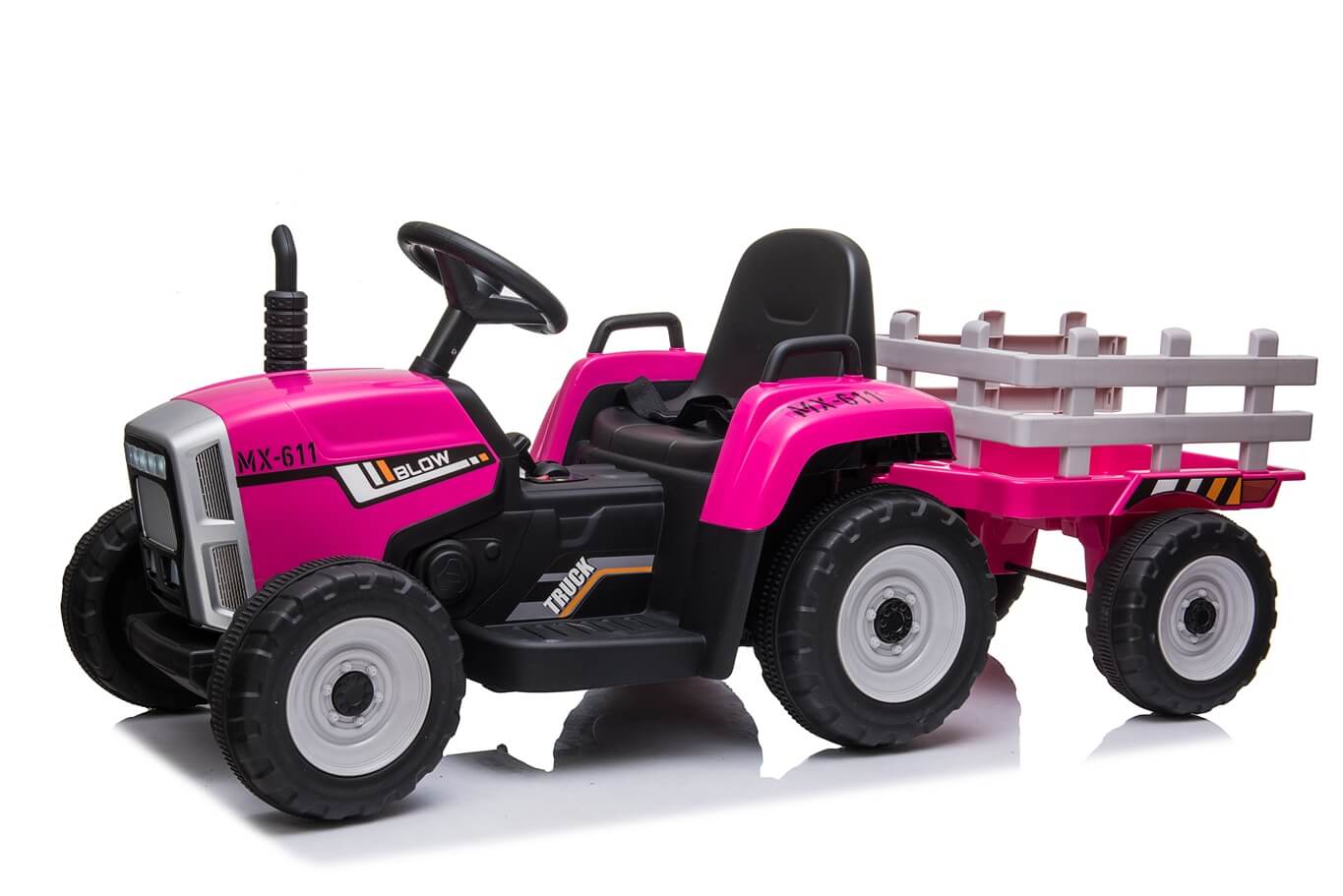 Tractor electric pentru copii cu remorca BLOW TRUCK, roti EVA (MX-611) Roz - imagine 2