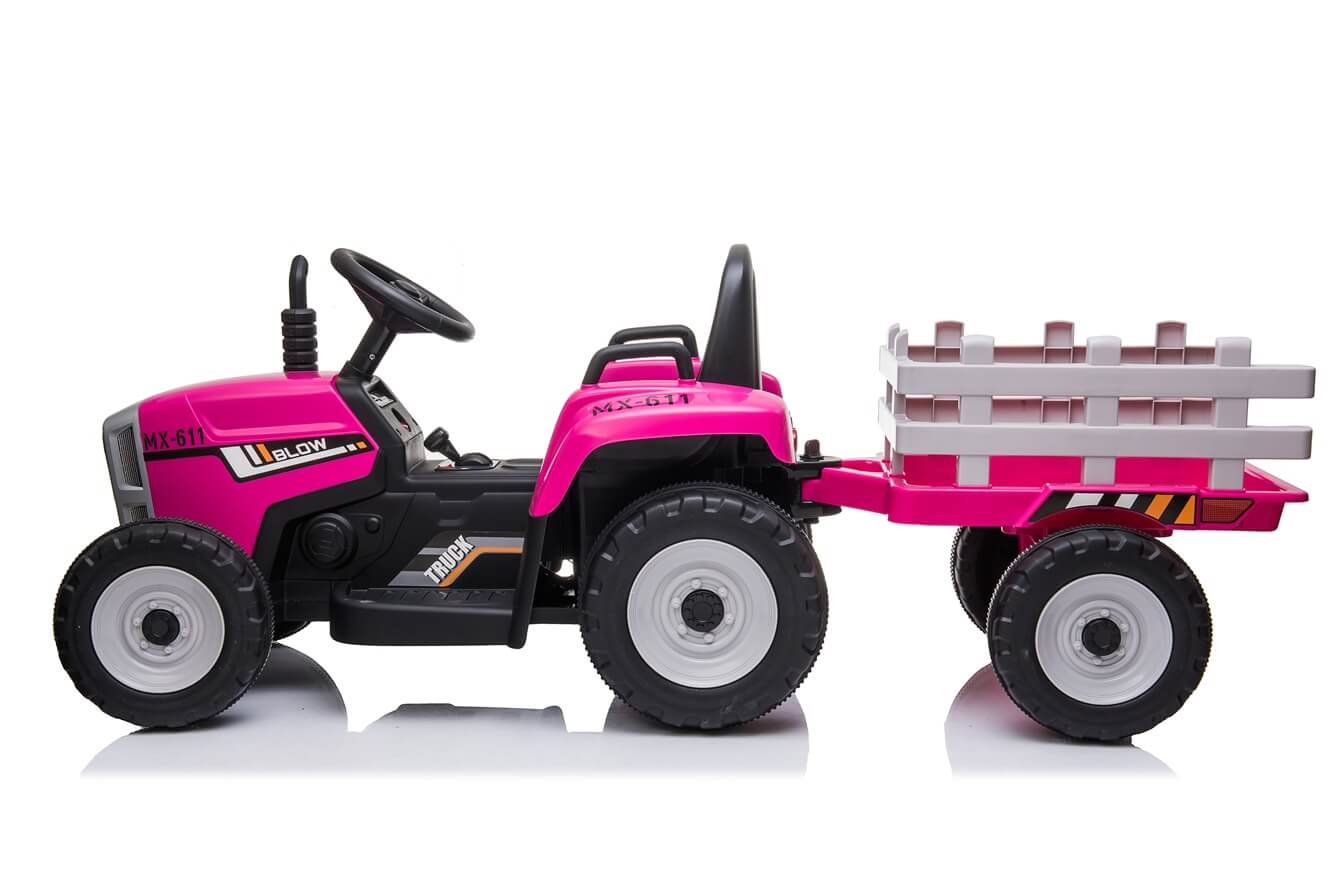 Tractor electric pentru copii cu remorca BLOW TRUCK, roti EVA (MX-611) Roz - imagine 3
