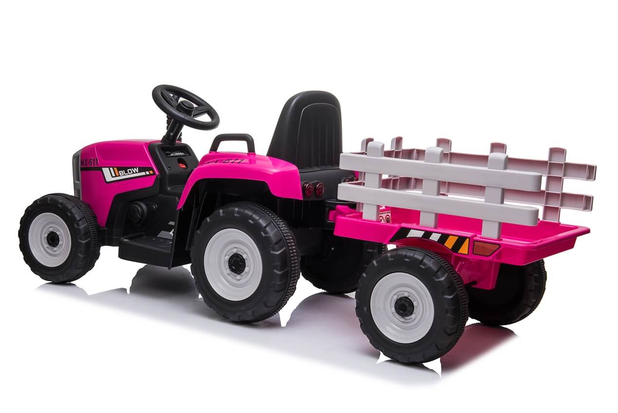 Tractor electric pentru copii cu remorca BLOW TRUCK, roti EVA (MX-611) Roz - imagine 4