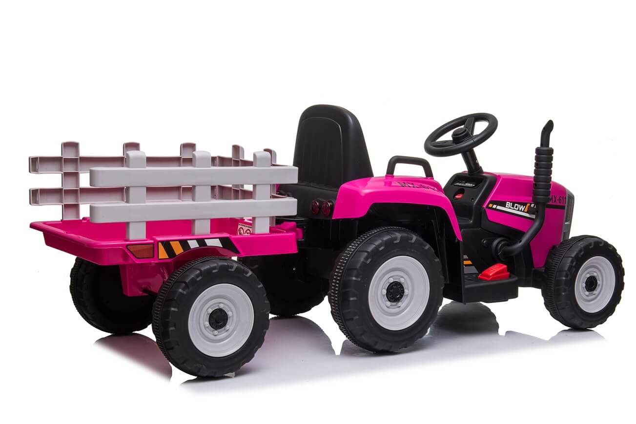 Tractor electric pentru copii cu remorca BLOW TRUCK, roti EVA (MX-611) Roz - imagine 6