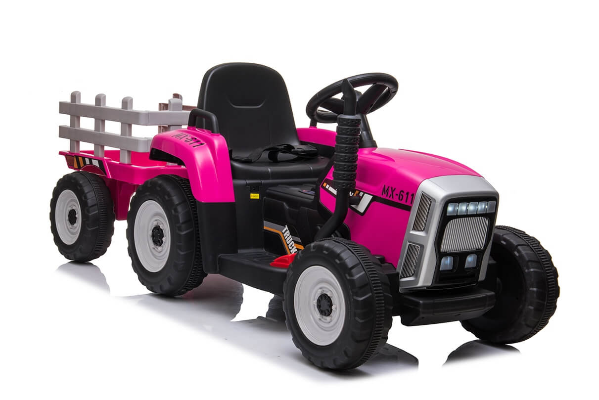 Tractor electric pentru copii cu remorca BLOW TRUCK, roti EVA (MX-611) Roz - imagine 7