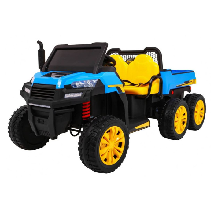 Masinuta electrica "Tractor tip ferma" 4x4 cu remorca, doua scaune ( A730) Albastru