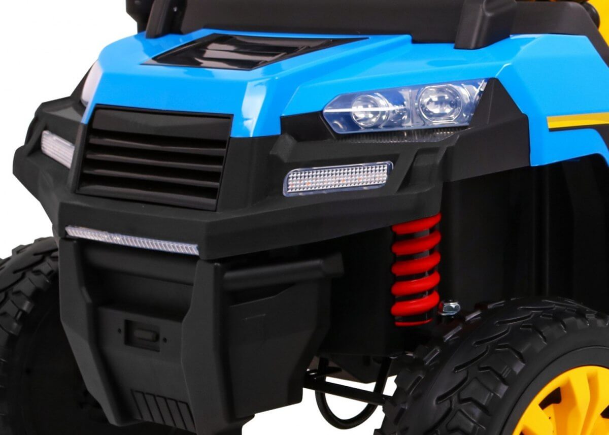 Masinuta electrica "Tractor tip ferma" 4x4 cu remorca, doua scaune ( A730) Albastru - imagine 2