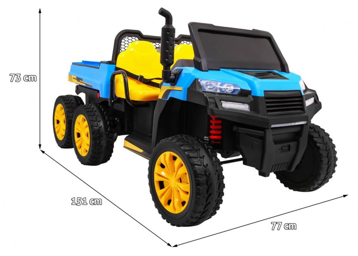 Masinuta electrica "Tractor tip ferma" 4x4 cu remorca, doua scaune ( A730) Albastru - imagine 12