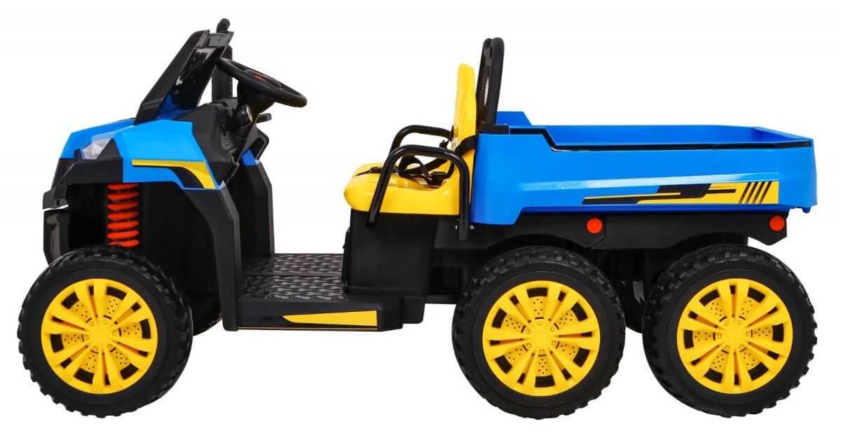 Masinuta electrica "Tractor tip ferma" 4x4 cu remorca, doua scaune ( A730) Albastru - imagine 10