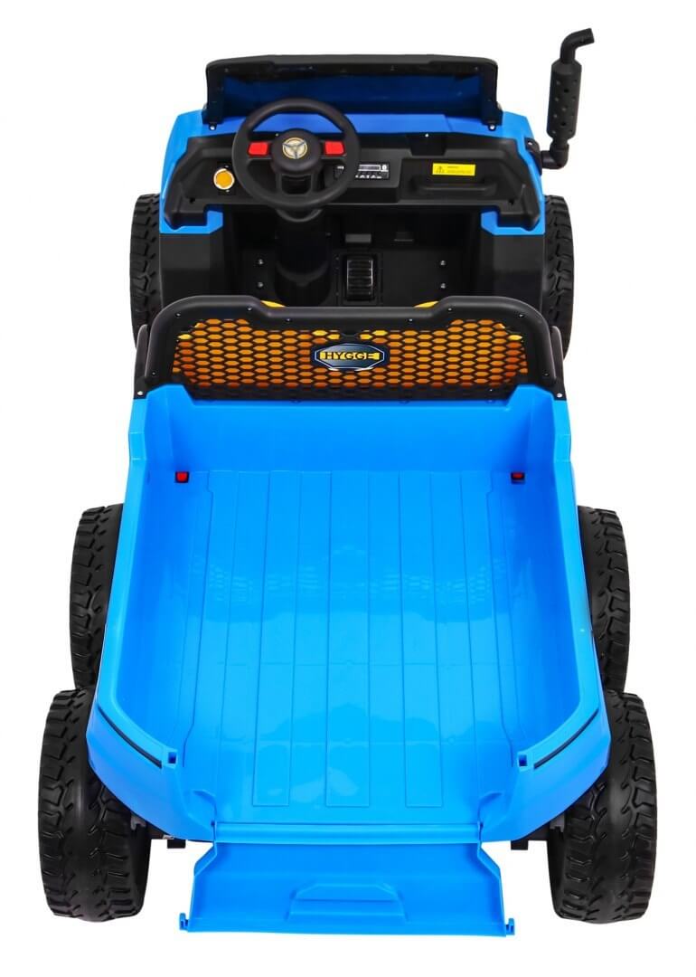 Masinuta electrica "Tractor tip ferma" 4x4 cu remorca, doua scaune ( A730) Albastru - imagine 8
