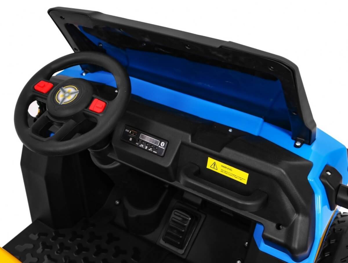 Masinuta electrica "Tractor tip ferma" 4x4 cu remorca, doua scaune ( A730) Albastru - imagine 6