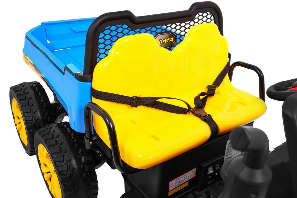 Masinuta electrica "Tractor tip ferma" 4x4 cu remorca, doua scaune ( A730) Albastru - imagine 5